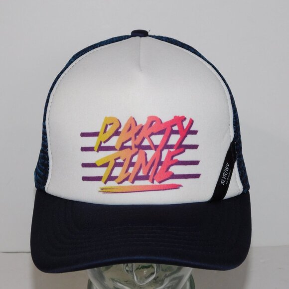 Silver Wave SLVR WV Unisex PARTY TIME BLue White snapback Trucker Hat Cap - Picture 3 of 10